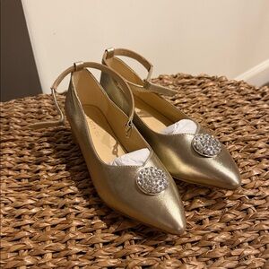 Ivy City Co Gold Dress Shoes with Ankle Strap